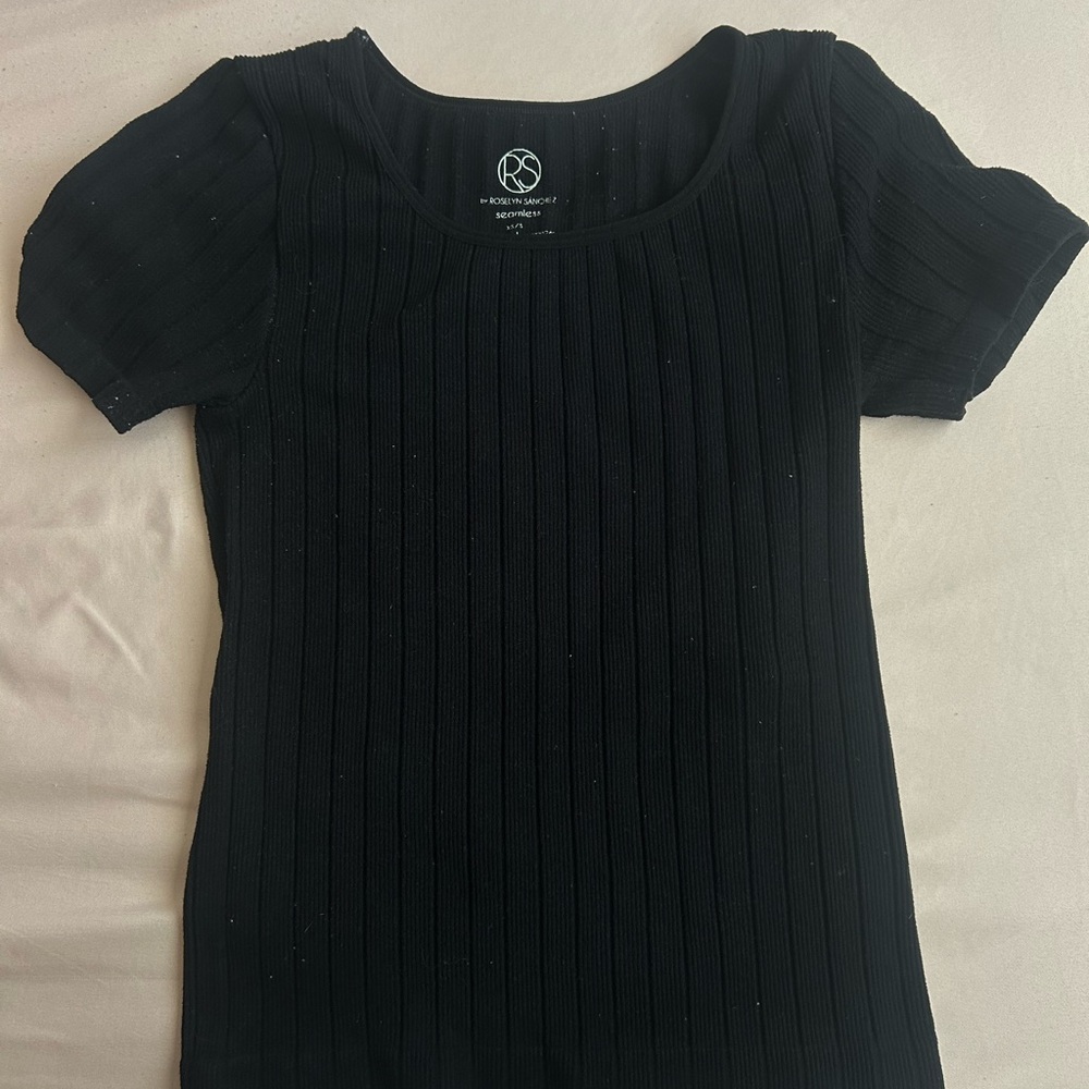 Black Ribbed Women's Top